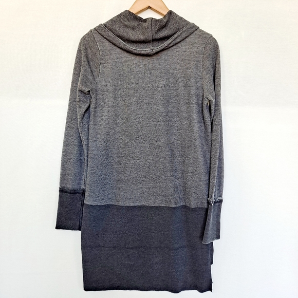 Lucky Brand Charcoal Gray Raw Rolled Edge Cowl Neck Tunic Sweatshirt szM - Picture 4 of 8